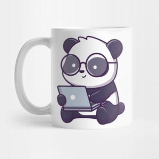 Cute panda working on laptop Mug